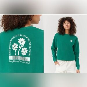 Outdoor Voices Picking Flowers Graphic Cotton Terry Cropped Sweatshirt sz M